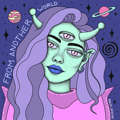 From another world alien art artwork characterdesign drawing et extraterrestrian illustration ovni planets portrait universe woman world