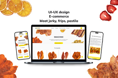 E-commerce UI-UX design Meat jerky, frips, pastila by Smachno branding design e commerce food store ui user research ux web site