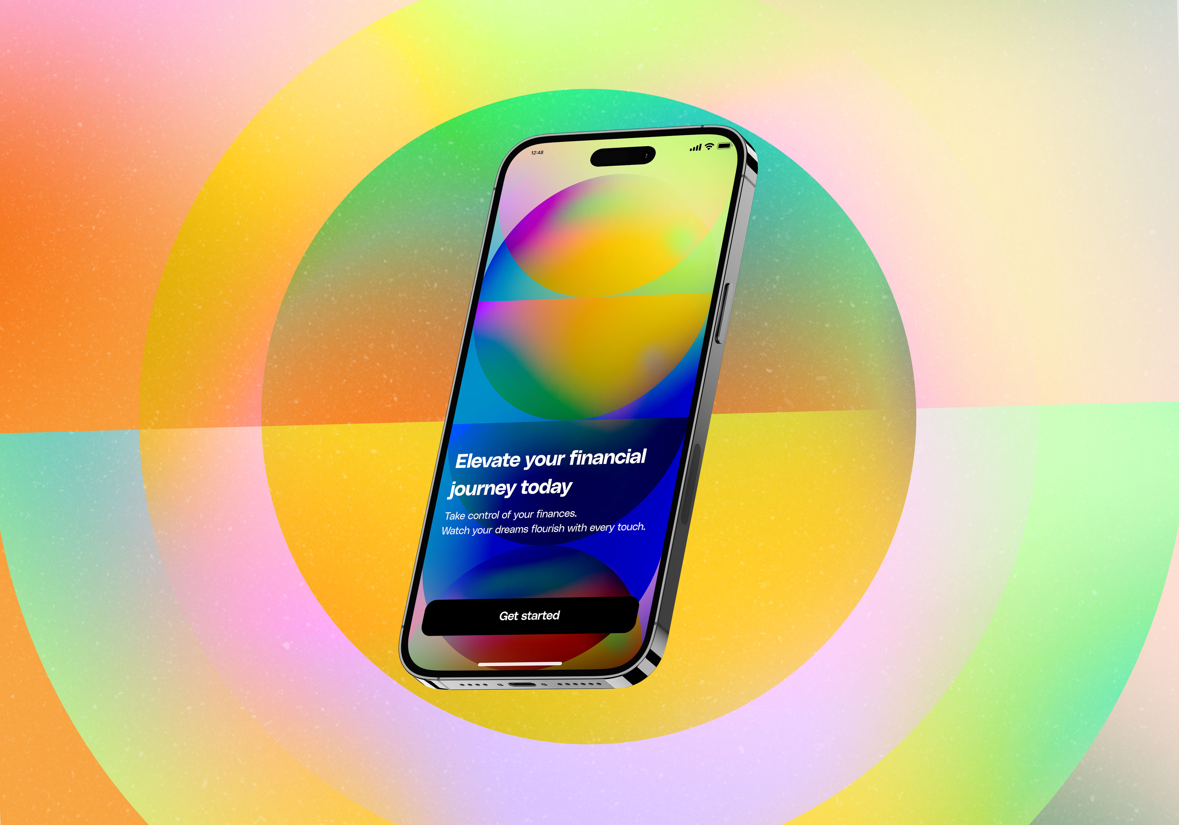 Gradient Explorations android app circles colourful design financial app fintech geometry gradient grain graphic design illustration iphone mobile app money texture ui