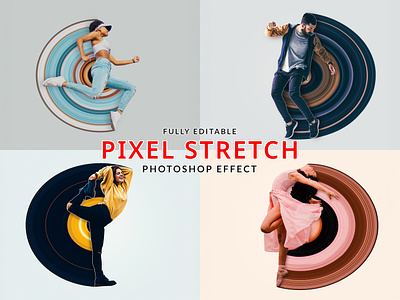 Pixel Stretch Photoshop Effect add ons brush effect circular dispersion editable effect effects manipulation mockup motion painting brush pattern photo effect photoshop action phototype pixel stretch template