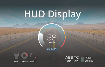 HUD Display auto automotive breaks drive headup headupdisplay huddisplay navigator road speed speedometer