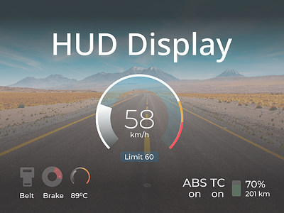HUD Display auto automotive breaks drive headup headupdisplay huddisplay navigator road speed speedometer