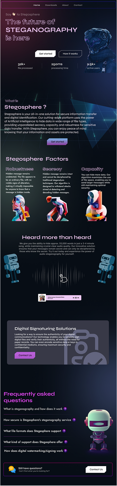 Steganography Landing page figma landing page ui web web design