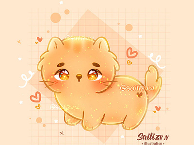 Cute Cat Kawaii by sailizv.v adorable adorable lovely artwork concept creative cute art design digitalart illustration