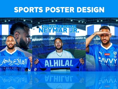 Footballer Fan-Made Sports Poster Design ads al hilal banner business champion creative design football goal graphic design mordern neymar poster social media post sports unique