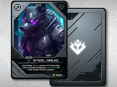 Metal Trading Card Game Template android game card game ccg cyberpunk cyberpunk trading card design futuristic game asset game character gamedev hitech illustration metal trading card tcg trading card trading card game trading card template