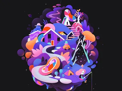 Neverwhere abstract cartoon character concept illustration zutto