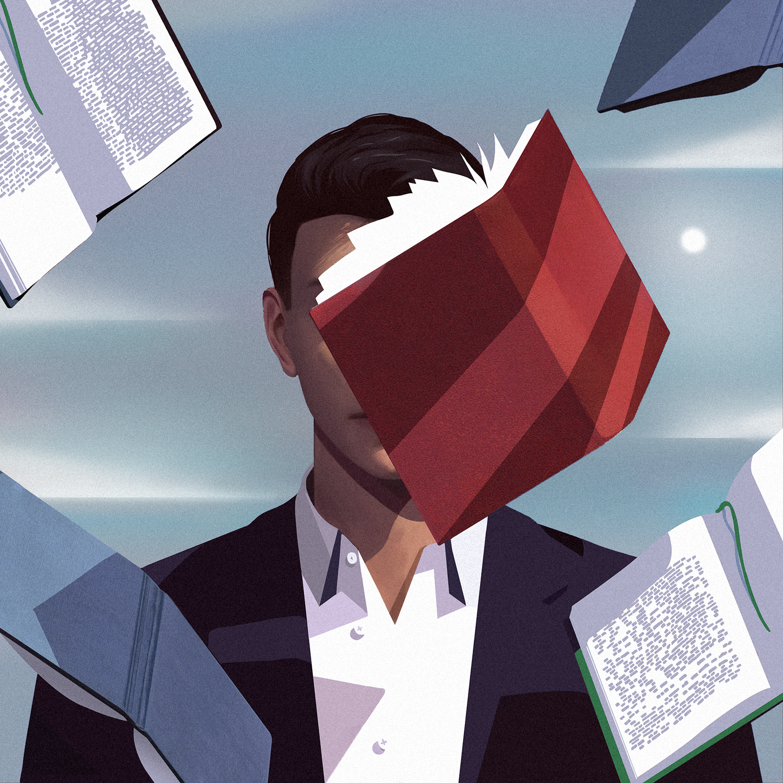 The Writer author books cover drawing fantasy hardcover illustration literature magritte male mystery novel novelist page papaer print storybook storytelling surreal writer