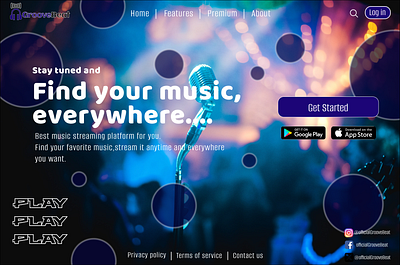 "GrooveBeat" Landing Page UI design branding design graphic design landingpage music onlinestreaming platform ui uidesign uidesignchalange ux website