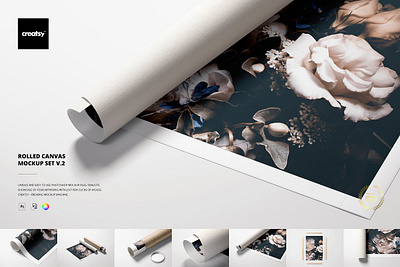 Rolled Canvas Print Mockup Set v.2 photo