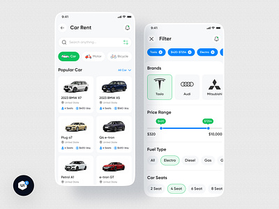 Car Ride & Rental App UI Kit app car app design mobile ui ui design ui kit uiuxdesign
