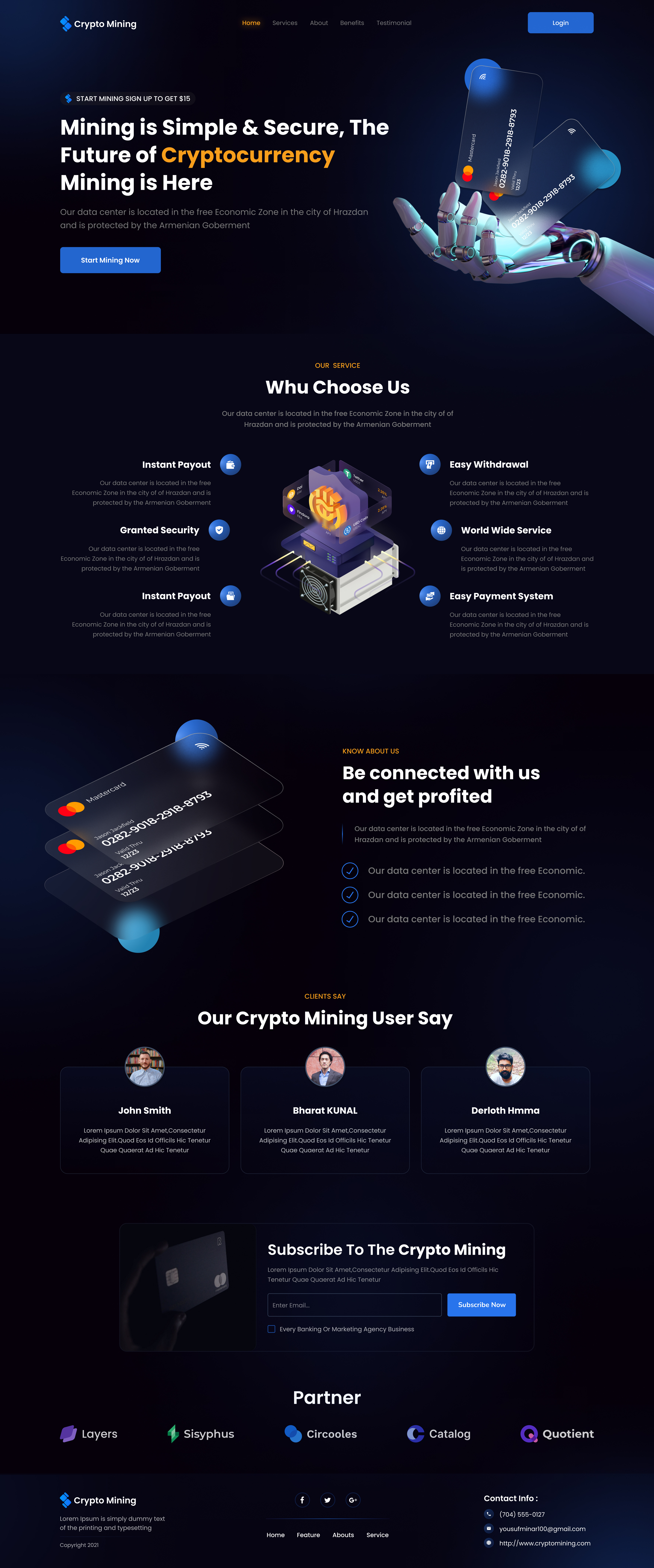 Crypto Mining Landing Page Design by Yousuf Hossain on Dribbble