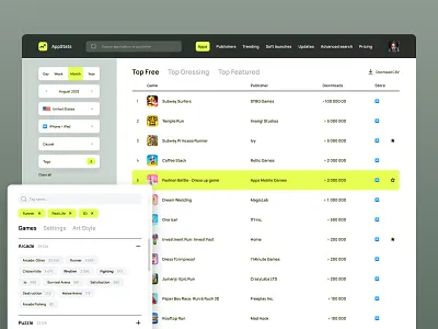 Marketing list CRM Dashboard app category crm dashboard filters hover interface list sidebar tabs tool ui