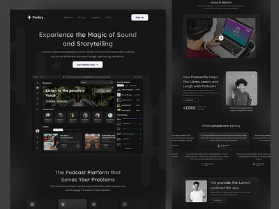 Podisy - SaaS Landing Page clean ui dark mode dark ui header homepage landingpage modern ui podcast podcast website saas ui ui design userinterface ux web web design