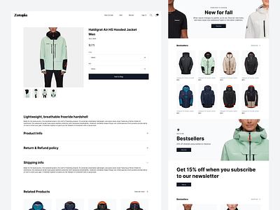 Zotopia: ecommerce shopify based template clean clothing ecommerce elegant fashion landing page layout product page shop shopify store ui ux web design webdesign website website design