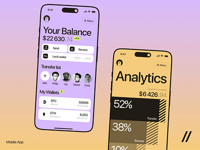 Crypto Wallet Mobile iOS App analytics android app app design crypto cryptowallet dashboard design finance fintech ios mobile mobile ui motion design motion graphics purrweb ui ux wallet