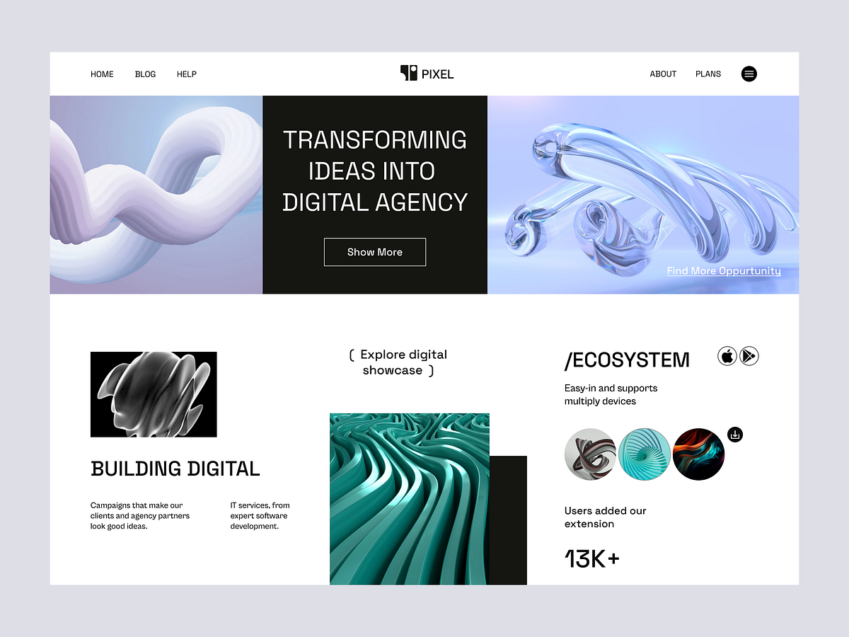Pixel-Digital Agency Website Design by Nure Afrin Era for HookMind USA ...