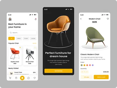 Furniture Mobile App Design app chair clean ecommerce furniture app furniture store marketplace minimal mobile app mobile app design online product design shop shopping sofa store ui ui design uiux ux ui design