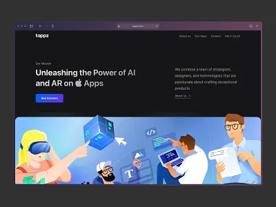 Tappz Website Design ai apple ar branding dark mode design indonesia indonesian ios app landing page minimalist studio website