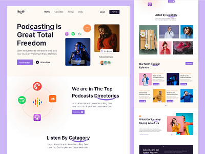 Podcast Website Design audio clean conversation design inspiration landing page listening live live streaming music podcast podcasting podcasts pop art sharing stories streaming ui ux website