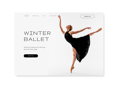 Design concept of the first page of the ballet school design homepage landing ui ux