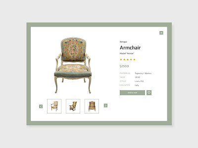 Pop-up design concept for an antique online store antique design homepage landing popup ui ux