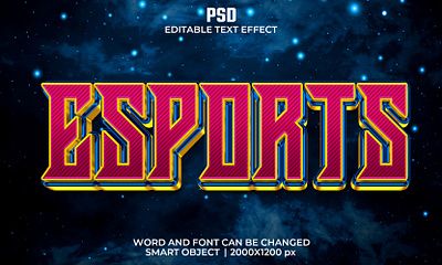 Esports gaming 3d editable text effect design gaming logo luxury effect psd mockup red text effect