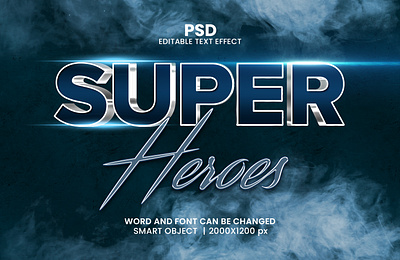 Superheroes movie style 3d editable text effect design adventure movie hero movie style movie title psd mockup
