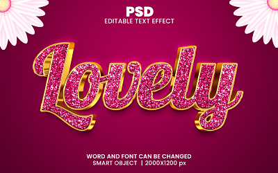 lovely glitter 3d editable text effect design love shape lovely font psd mockup valentine day design valentine text effect