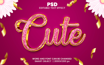cute glitter 3d editable text effect design baby cute cute logo glitter font psd mockup