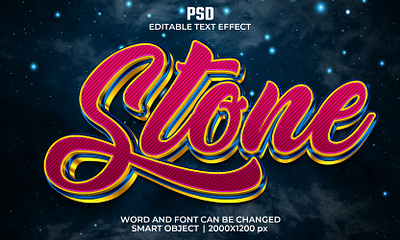 Stone 3d editable text effect design movie psd mockup spaceship stone