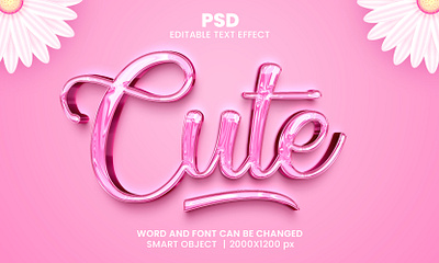 Cute chrome beautiful 3d editable text effect design baby chrome text effect cute text effect golden luxury psd mockup