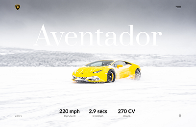 Lamborghini Aventador Landing Page Concept brand branding car classic clean concept design ecommerce home homepage landing page minimal minimalist shop ui ux web website white yellow