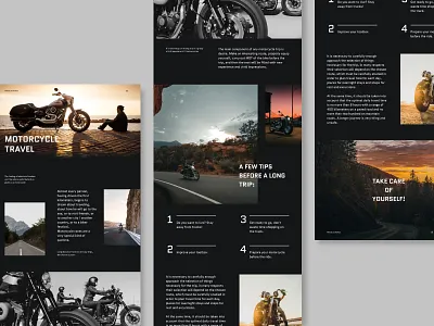 Longread on motorcycle travel design homepage landing ui ux