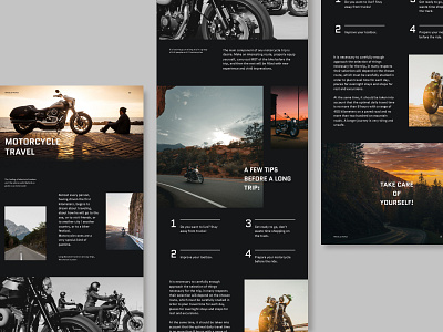 Longread on motorcycle travel design homepage landing ui ux