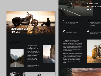 Longread on motorcycle travel design homepage landing motorcycle ui ux