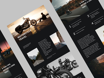 Longread on motorcycle travel design homepage landing motorcycle travel ui ux