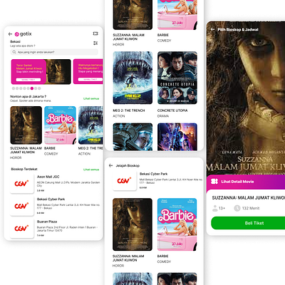 Gotix movie apps from Gojek app design ui uidesign uimo uiux ux