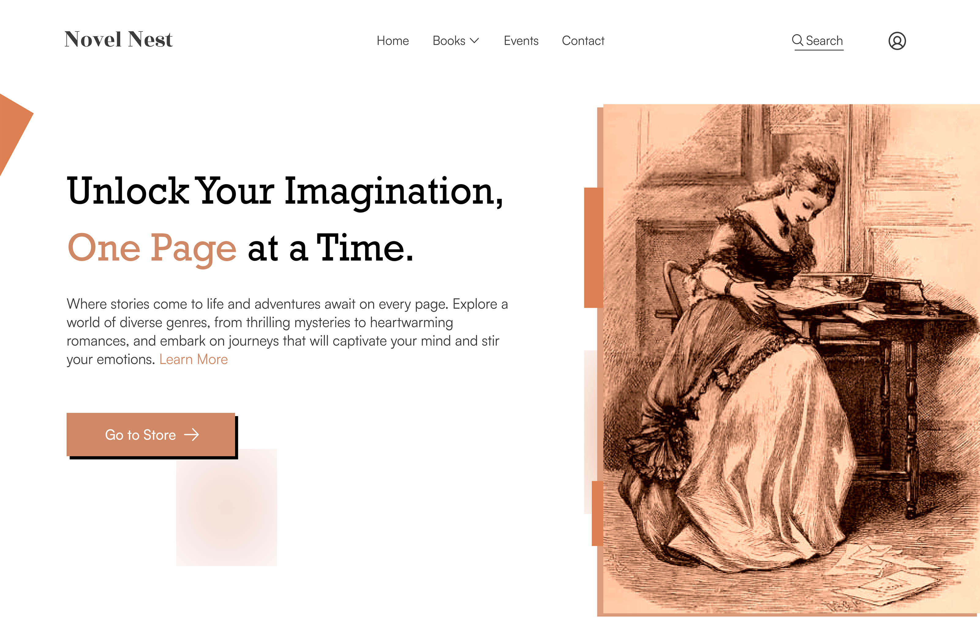 Book Store Landing Page book design book site ui book store book store hero page book store landing page book website design hero page landing page novel novel website ui website
