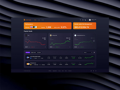 DeFi Safe Vaults Web3 App - UI/UX Dashboard Web Design Platform banking crypto cryptocurrency dashboard defi extej finance financial app fintech investing investment saas staking trading ui ux vaults wallet web app web design web3