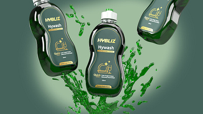 Packaging design of Hybliz Hywash 3d branding graphic design logo