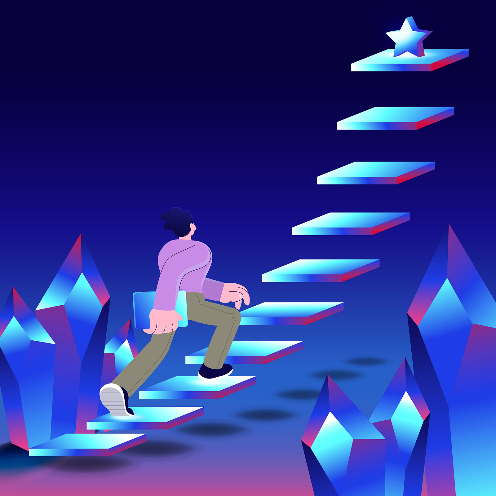 Career Path career path growth illustration star vector