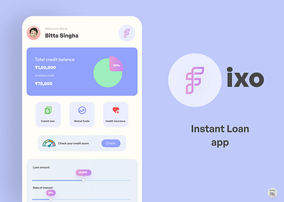Fixo: An Instant Loan & EMI calculator (App design) app banking app branding dailyui design fig figma finance app icon landing page loan app logo ui uiux ux