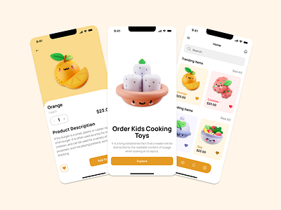 Kids Toy App UI Design 999watt clean design graphic design kids shopping app ui ux