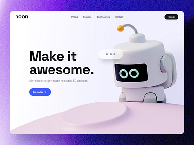 noon AI branding graphic design hero shot landing page mockups motion graphics ui website design