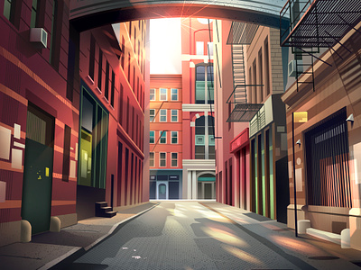 New york Alleyway alley ambiance architecture art cinema city digital draw drawing glow illustration light nomad nyc sunlight sunshine travel usa walk