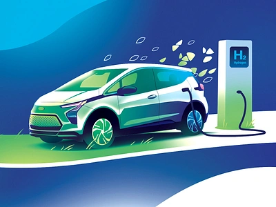 Hydrogen car Arkema battery car charge charger city cycle elctriccar energy environment futur green illustration nature power powerstation station transport wind