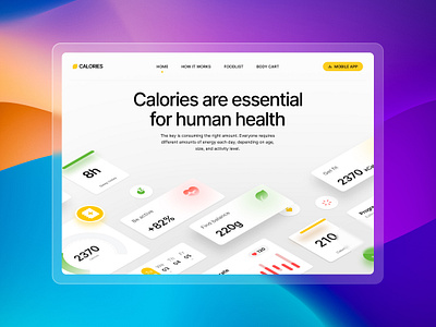 Calories Landing page adobe animation calories creative design dribbble figma graphic design landing page minimalist product design typography ui uiux web design website