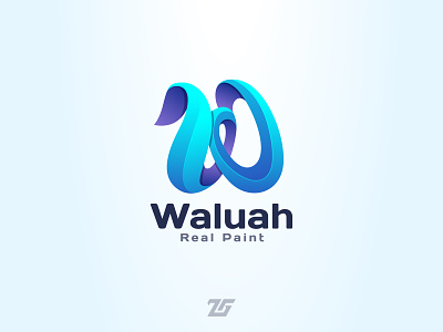 Waluah "Real Paint" 3d amazing logo art blue branding colorful creative design gradient logo graphic design identity illustration letter logo logos modern paint painting symbol w