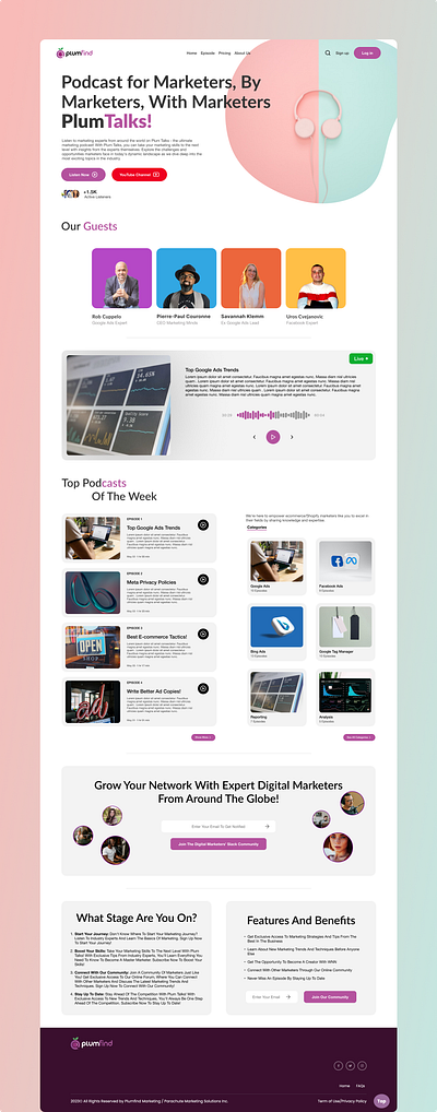 Landing Page for a Plumfind's Podcast Site design figma ui webdesign